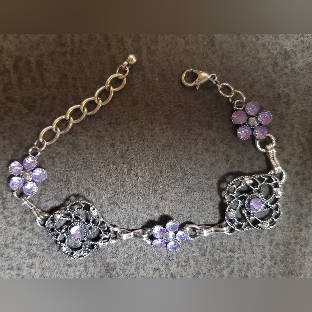 Elegant Silver and Purple Bracelet